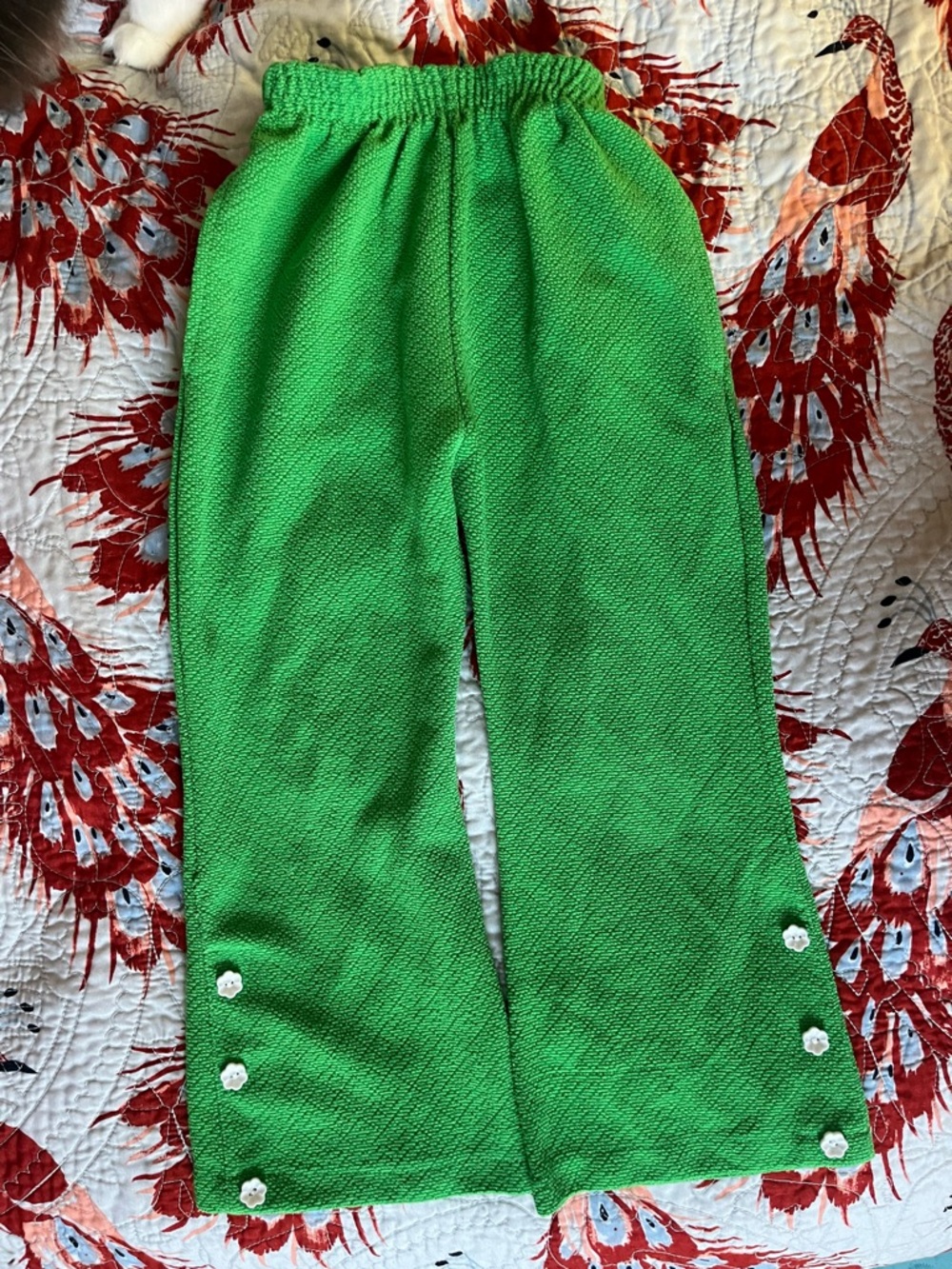 Vintage Bright Green Kids Casual Pants